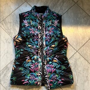 Lilly Pulitzer Reversible Black Floral Quilted Vest